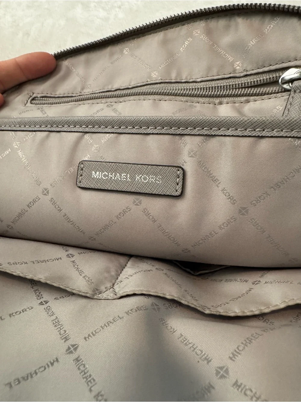 MICHAEL KORS Grey Leather Backpack with Tassel